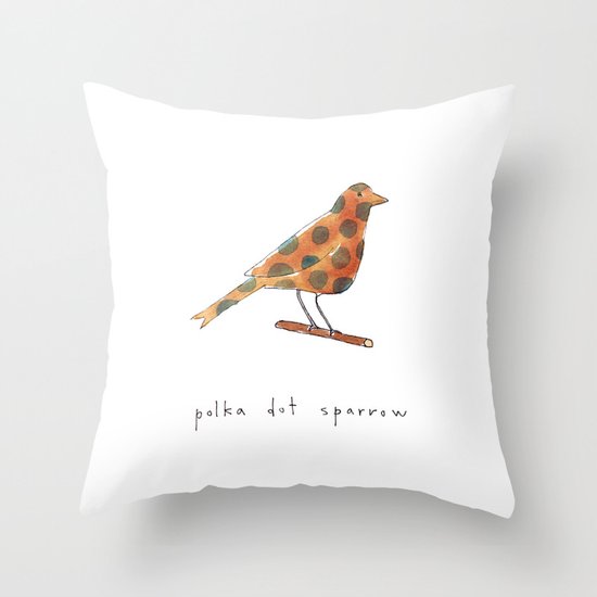 polka dot sparrow Throw Pillow