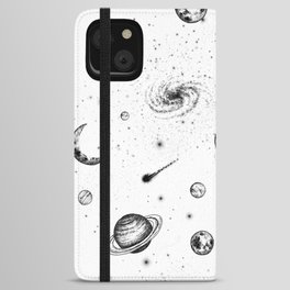 Black and White Space Pattern iPhone Wallet Case