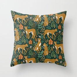 Spring Cheetah Pattern II - Lush Green Throw Pillow