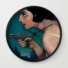 Julio Romero de Torres - Gun - Woman with Pistol - Mujer de la pistola Wall Clock