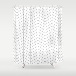 Herringbone - Black + White Shower Curtain
