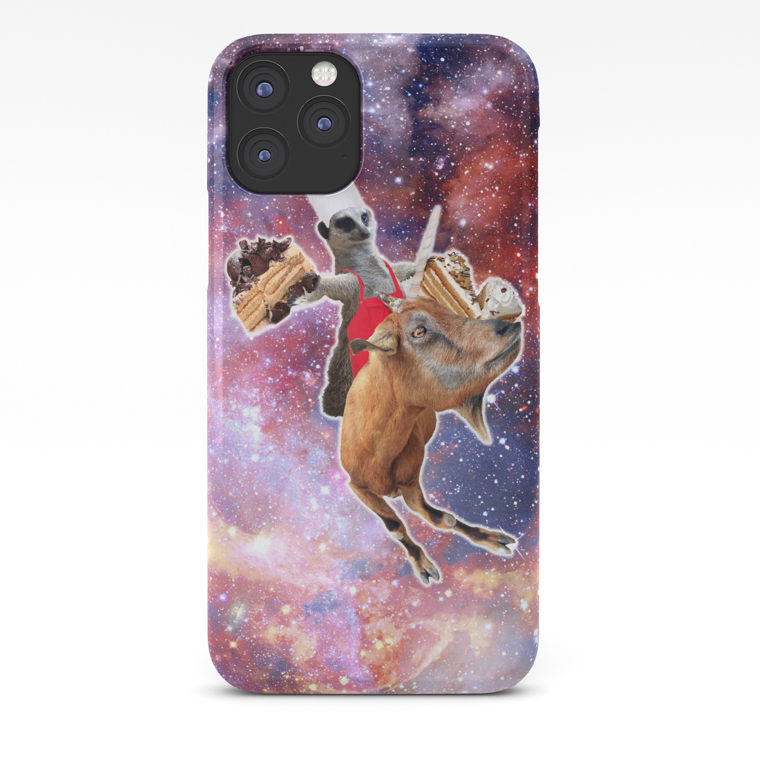 Lemur Riding Goat Unicorn Eating Cake Iphone Case By Randomgalaxy