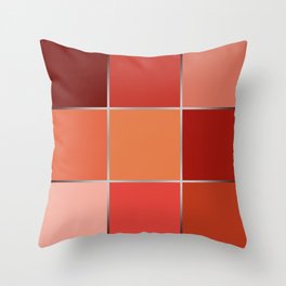 Geometrical gradient red brown squares patchwork patches pieces background Throw Pillow | Orange, Beige, Warmbrown, Coral, Pieces, Pink, Pattern, Patchwork, Geometric, Squares 