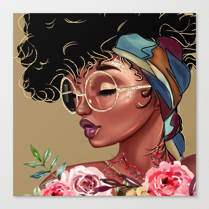 Solitude Blank: African American Black Woman Artwork Canvas Print