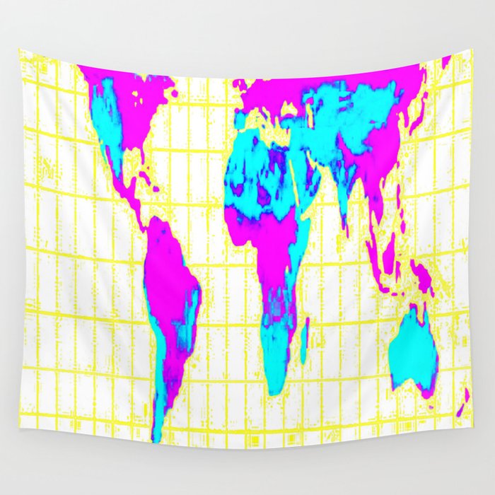 World Map: Gall Peters Colorful Wall Tapestry