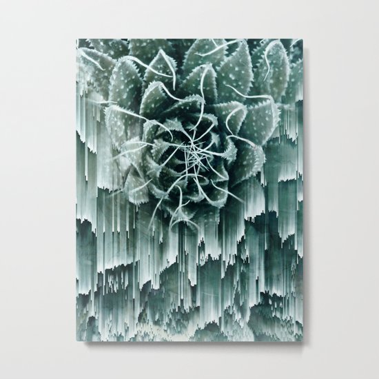 Succulent Glitches Metal Print