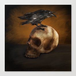 Raven and Skull Canvas Print