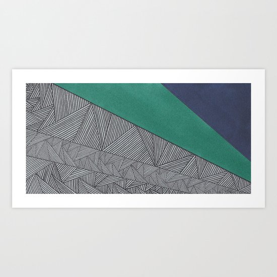 Black, Turquois, Dark Blue Art Print