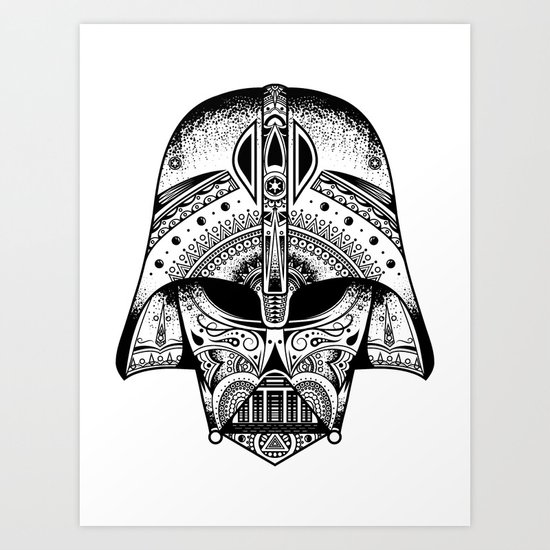 Mandala Darth Vader - Black. The big baddy from StarWars™. Art Print