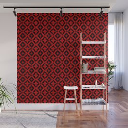 Red and Black Ornamental Arabic Pattern Wall Mural