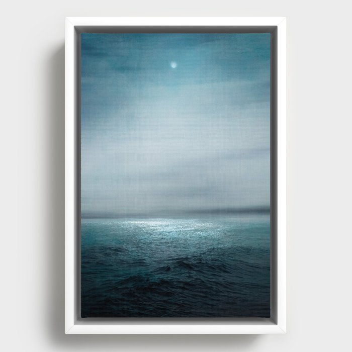 Sea Under Moonlight Framed Canvas