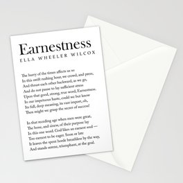 Earnestness - Ella Wheeler Wilcox Poem - Literature - Typography Print 1 Stationery Card