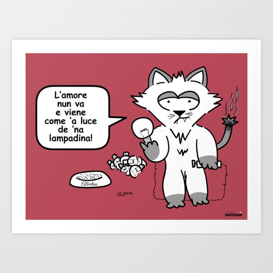 the wise cat - love Art Print