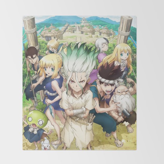 Dr Stone Anime Throw Blanket By Mirrortab Society6