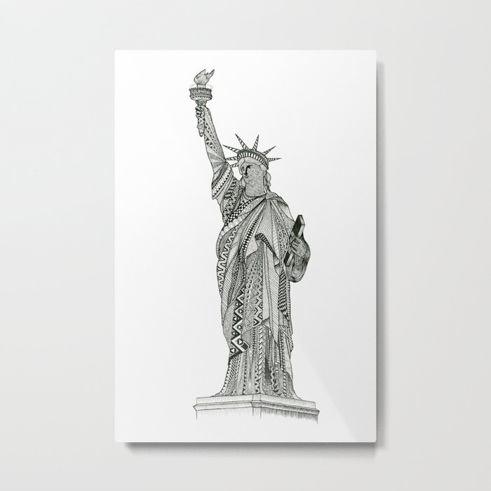 Statue of Liberty Zentangle Metal Print
