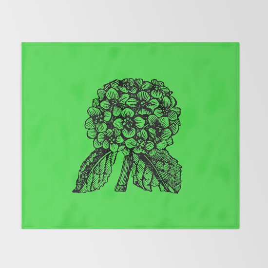 Green Hydrangea Throw Blanket