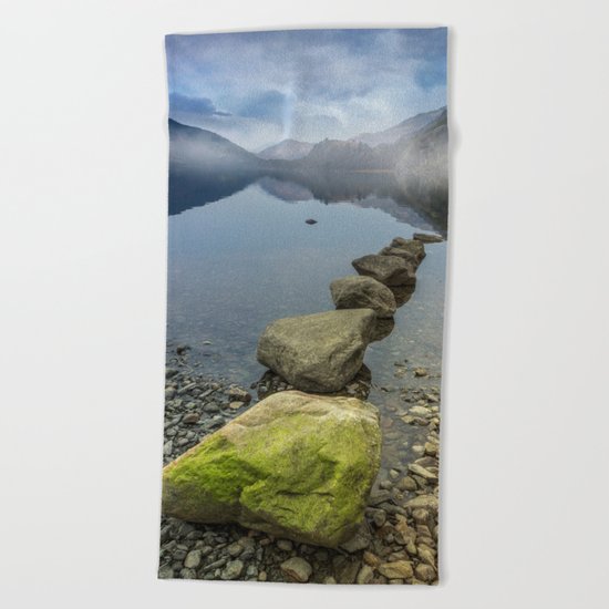 Llyn Gwynant Stepping Stones Beach Towel