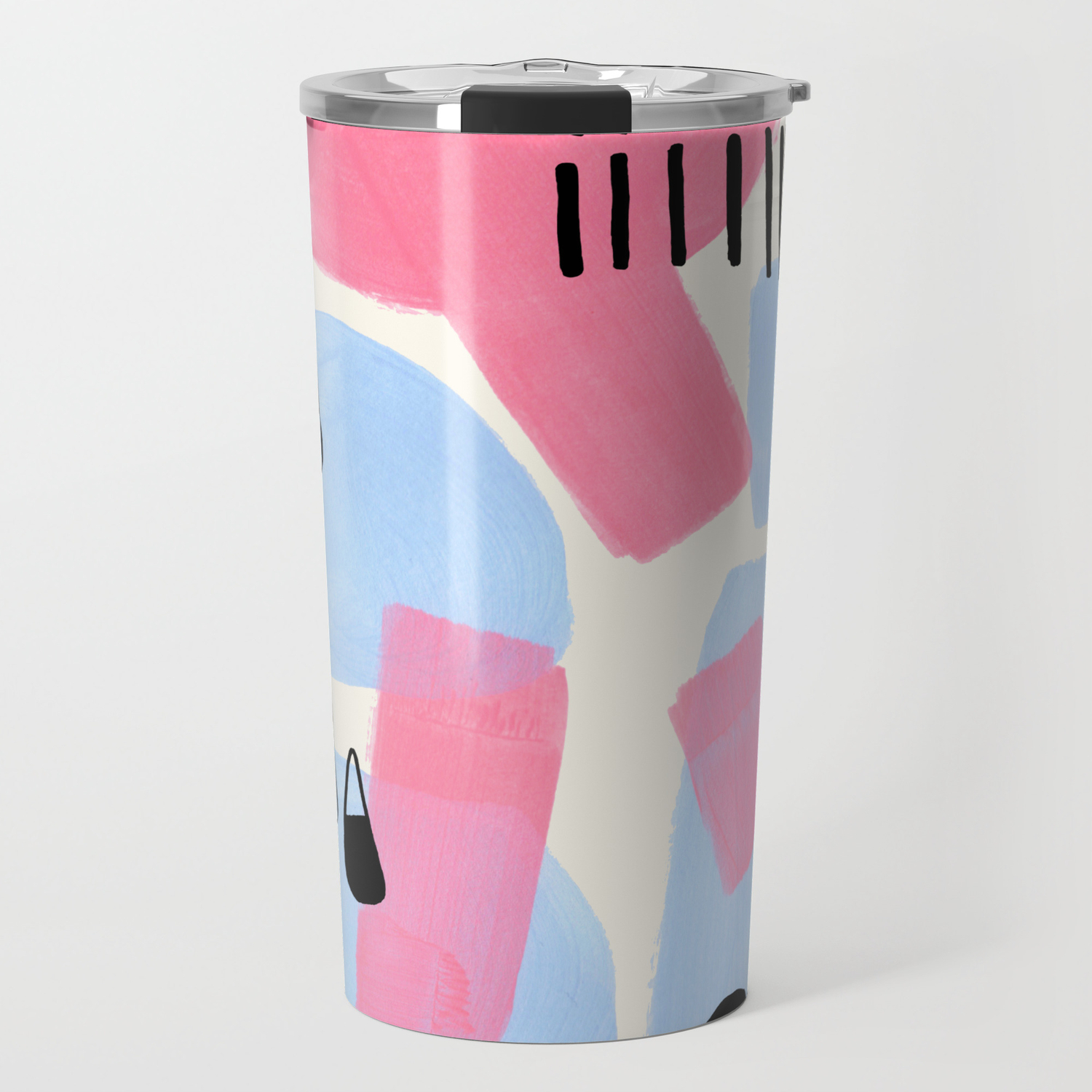 Fun Colorful Abstract Mid Century Minimalist Pink Periwinkle Cow