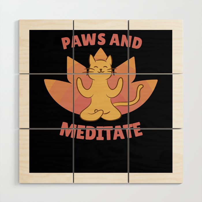 Cat Yoga Cute Cats Paws And Meditate Wood Wall Art