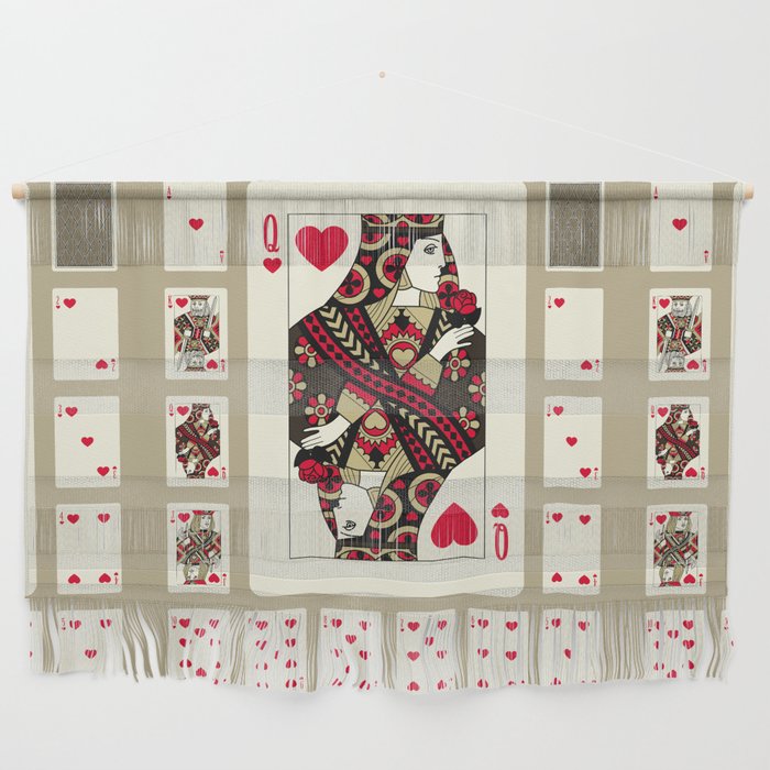 Playing cards of Hearts suit in vintage style. Original design. Vintage illustration Wall Hanging