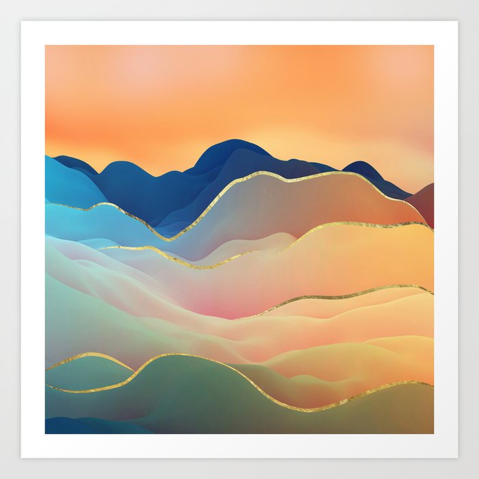 Abstract Mountain Landscape Digital Art Art Print By K9printart