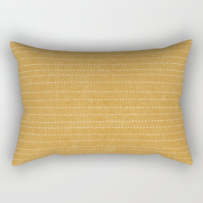 stitched stripes - mustard yellow Rectangular Pillow