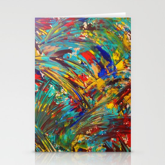 FIREWORKS IN COLOR - Bold Abstract Acrylic Painting Lovely Masculine Colorful Splash Pattern Gift Stationery Cards