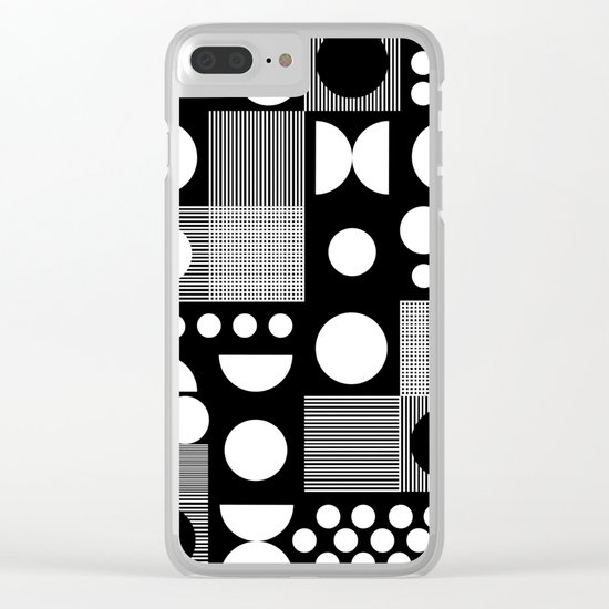Black and white minimal pattern abstract scandi design geometric shapes Clear iPhone Case