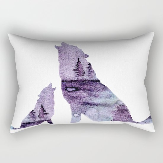 Howling Wolves Rectangular Pillow