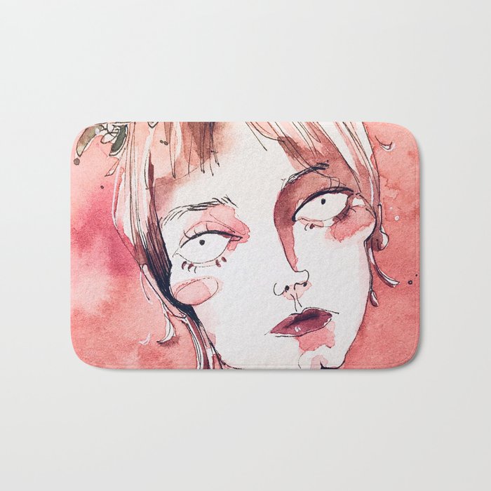 The Lady with short Hair Bath Mat