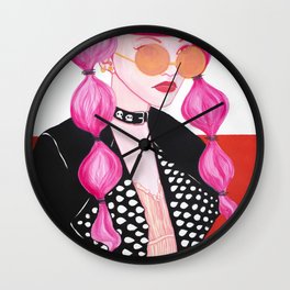 Pink Rock Girl Wall Clock