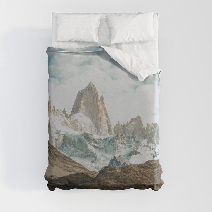 Argentina Photography - Lake In Front Of Huge Tall Mountain Duvet Cover