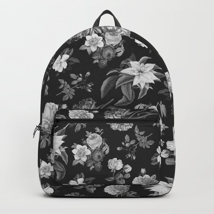 Vintage flowers on black Backpack by Absentis Society6