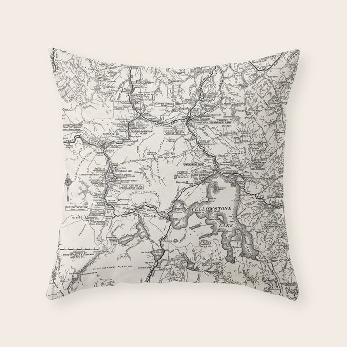 Yellowstone National Park Map Throw Pillow by Design Outfitters Society6