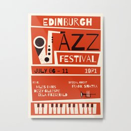 Edinburgh Jazz Festival Exhibition Poster | Giclée Fine Art Print | Vintage Mid Century Minimalist | Scottish Design Art Metal Print