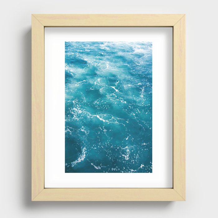 Blue Ocean Waves Recessed Framed Print