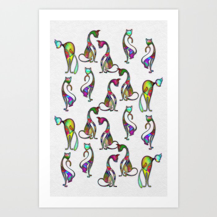 Cats - Colorful Characters Art Print