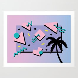 Memphis Pattern 25 - Miami Vice / 80s Retro / Palm Tree Art Print