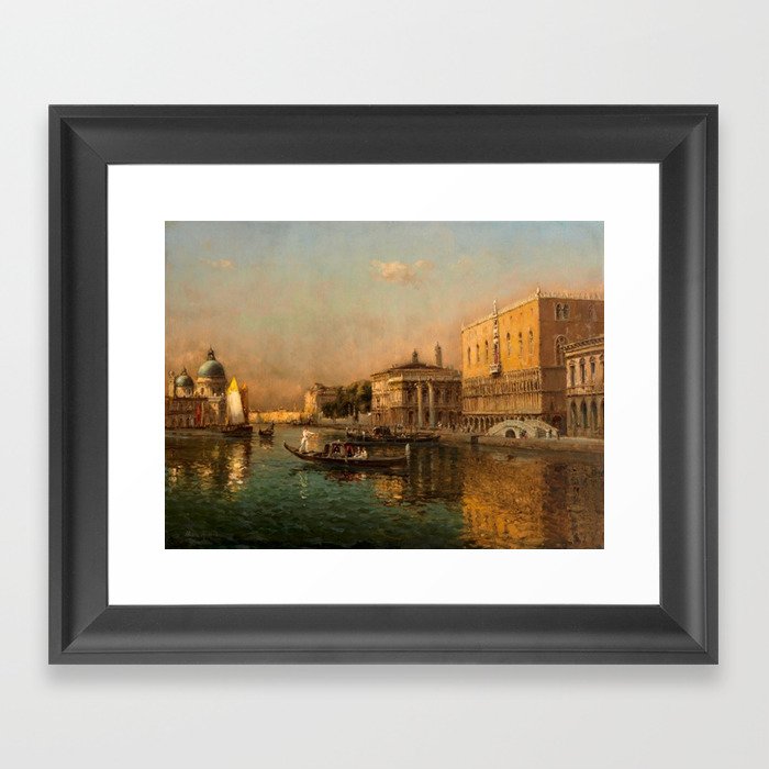 Venice Doge Palace and St. Marks landscape painting by Antoine Bouvard Framed Art Print