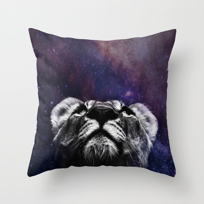 Galaxy Lion Throw Pillow