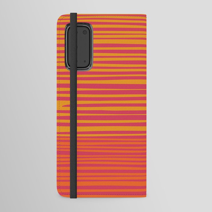 Natural Stripes Modern Minimalist Colour Block Pattern Magenta Orange Mustard Ochre Android Wallet Case
