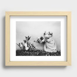 Puppy Watering Flowers - Harry Whittier Frees Recessed Framed Print