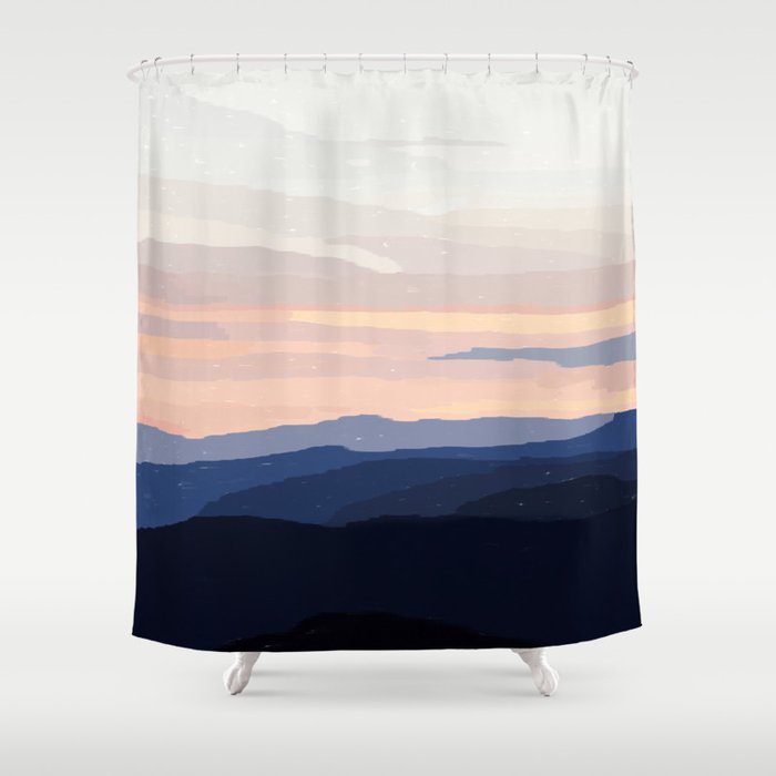Pastel Sunset Over the Mountains Shower Curtain