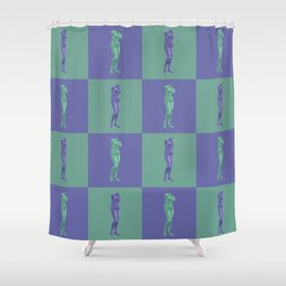 Checkered Aphrodite Torso Shower Curtain