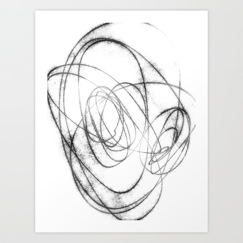 Black And White Minimalist Abstract Line Drawing Art Print By
