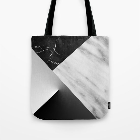 Monochromatic Marble Collage Tote Bag
