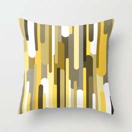 Flowing drops of paint in gold yellow, abstract liquid flow, golden background Throw Pillow