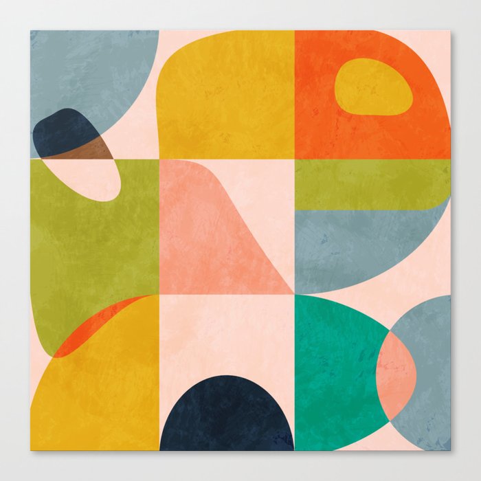 mid century abstract shapes spring I Canvas Print