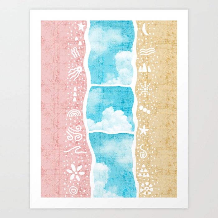 Pastel Colors with White Nature Elements Vertical Art Print