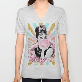 Audrey Hepburn Pop Art V Neck T Shirt